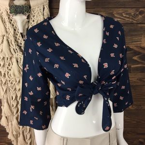 Lemon Grass Studio | Tie‎ Front Crop Blouse Paisley